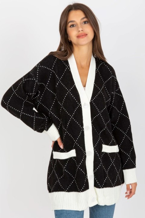 Sweter Kardigan Model LC-SW-0258.03P Black - Rue Paris Sweter Kardigan Model LC-SW-0258.03P Black - Rue Paris