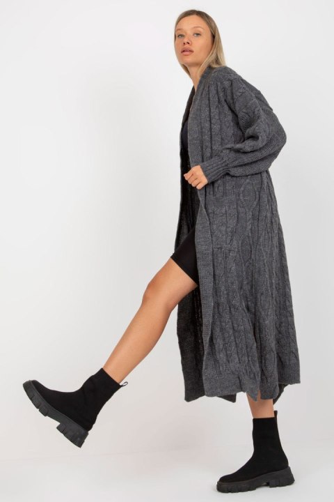 Sweter Kardigan Model LC-SW-8032.34P Dark Grey - Rue Paris Sweter Kardigan Model LC-SW-8032.34P Dark Grey - Rue Paris