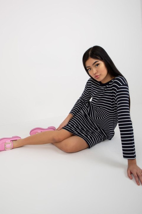 Sukienka Model LO-SK-LK-259.00X White/Navy - Rue Paris Sukienka Model LO-SK-LK-259.00X White/Navy - Rue Paris