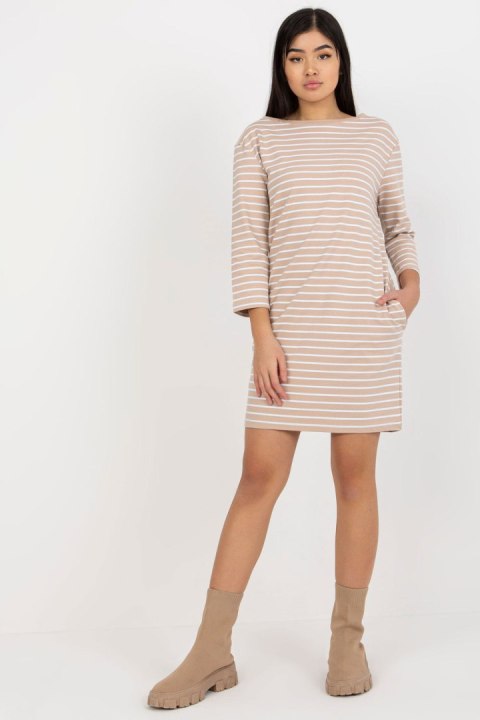 Sukienka Model LO-SK-LK-259.08 White/Beige - Rue Paris Sukienka Model LO-SK-LK-259.08 White/Beige - Rue Paris