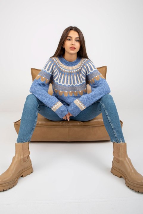 Sweter Damski Model LC-SW-0342.06X Blue - Rue Paris Sweter Damski Model LC-SW-0342.06X Blue - Rue Paris