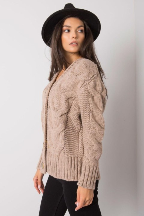 Sweter Damski Model LC-SW-A1.28X Dark Beige - Rue Paris Sweter Damski Model LC-SW-A1.28X Dark Beige - Rue Paris