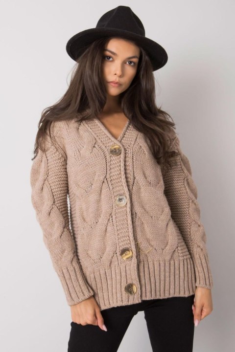 Sweter Damski Model LC-SW-A1.28X Dark Beige - Rue Paris Sweter Damski Model LC-SW-A1.28X Dark Beige - Rue Paris