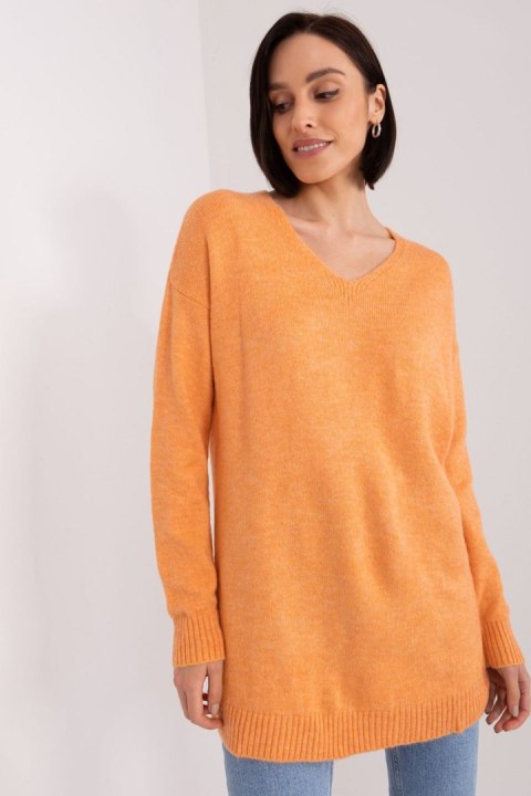 Sweter Damski Model TO-SW-1810.13 Light Orange - Rue Paris Sweter Damski Model TO-SW-1810.13 Light Orange - Rue Paris