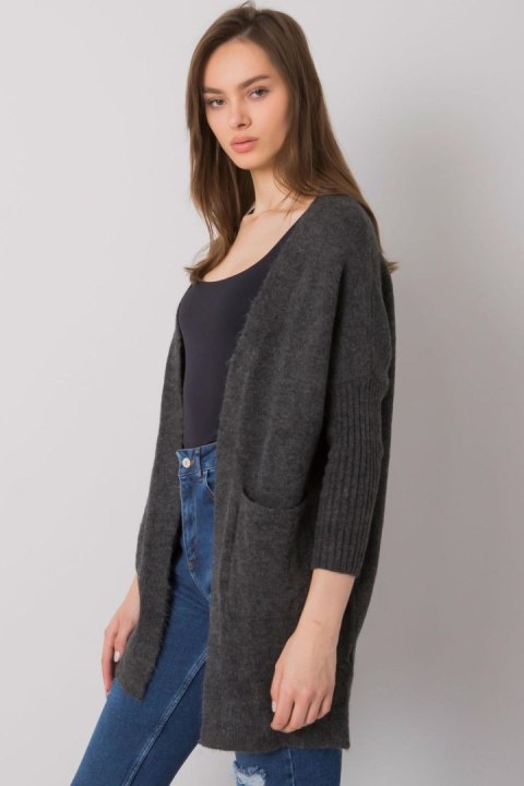 Sweter Kardigan Model ASM-SW-7560.96P Dark Grey - Rue Paris Sweter Kardigan Model ASM-SW-7560.96P Dark Grey - Rue Paris