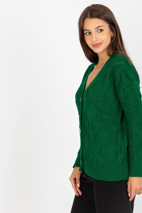 Sweter Kardigan Model LC-SW-8035.06X Dark Green - Rue Paris Sweter Kardigan Model LC-SW-8035.06X Dark Green - Rue Paris