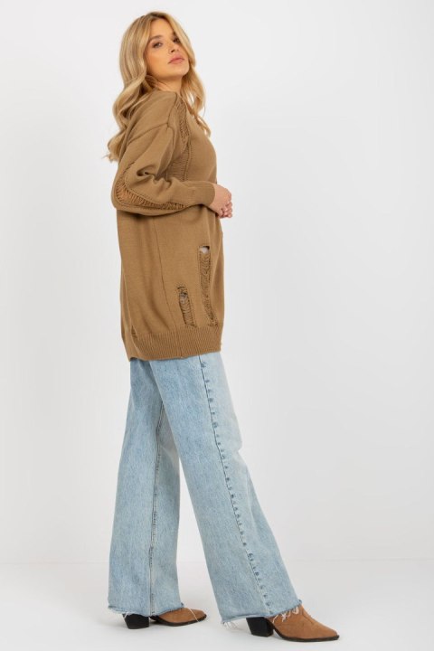 Sweter Kardigan Model LC-SW-8042.60 Camel - Rue Paris Sweter Kardigan Model LC-SW-8042.60 Camel - Rue Paris