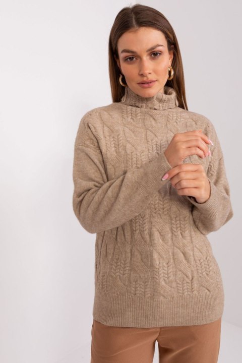Golf Damski Model AT-SW-23401.97P Dark Beige - AT Golf Damski Model AT-SW-23401.97P Dark Beige - AT