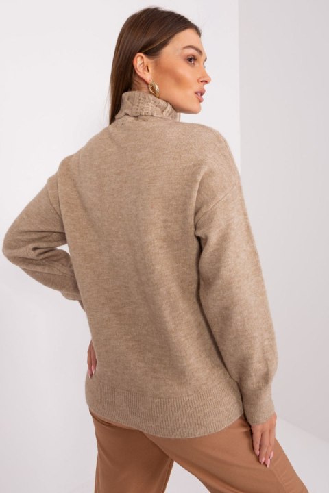 Golf Damski Model AT-SW-23401.97P Dark Beige - AT Golf Damski Model AT-SW-23401.97P Dark Beige - AT