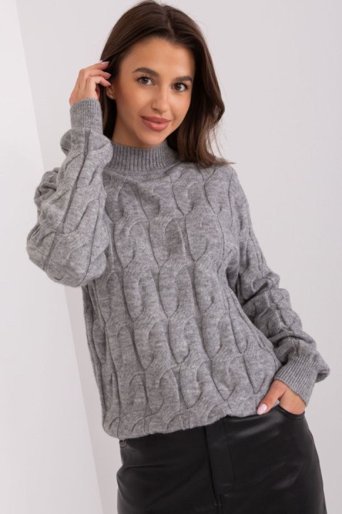 Sweter Damski Model AT-SW-2235.00P Dark Grey - AT Sweter Damski Model AT-SW-2235.00P Dark Grey - AT