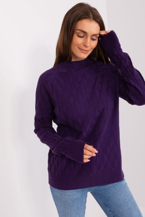 Sweter Damski Model AT-SW-2326.37X Dark Violet - AT Sweter Damski Model AT-SW-2326.37X Dark Violet - AT