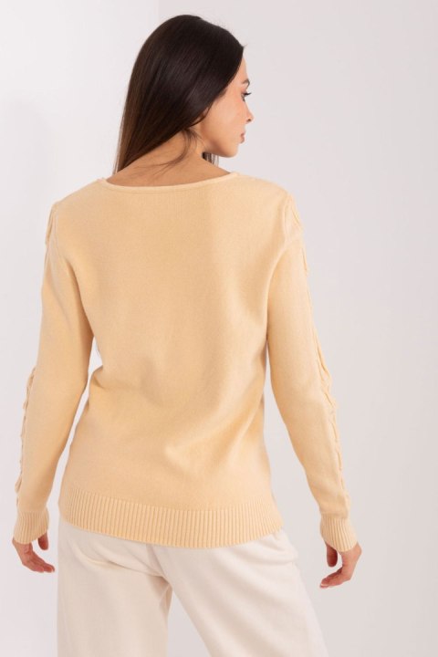 Sweter Damski Model AT-SW-2329.98P Beige - AT Sweter Damski Model AT-SW-2329.98P Beige - AT