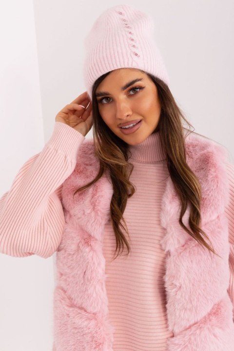Czapka Model AT-CZ-2328.38P Light Pink - AT Czapka Model AT-CZ-2328.38P Light Pink - AT