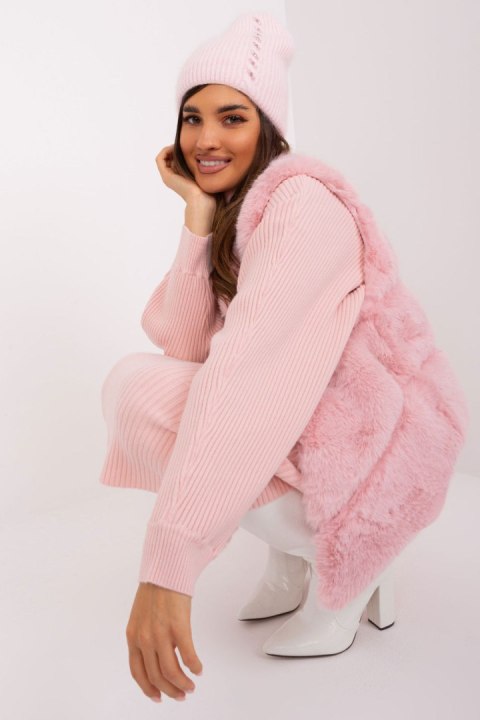 Czapka Model AT-CZ-2328.38P Light Pink - AT Czapka Model AT-CZ-2328.38P Light Pink - AT