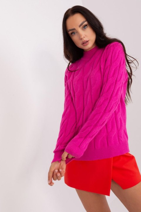 Sweter Damski Model AT-SW-2235.00P Fuksja - AT Sweter Damski Model AT-SW-2235.00P Fuksja - AT