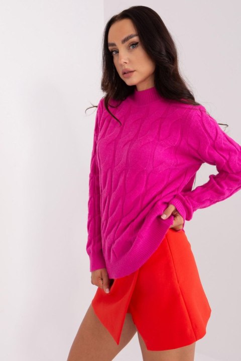 Sweter Damski Model AT-SW-2235.00P Fuksja - AT Sweter Damski Model AT-SW-2235.00P Fuksja - AT
