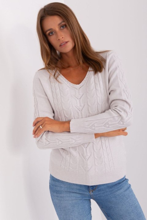 Sweter Damski Model AT-SW-2329.98P Light Grey - AT Sweter Damski Model AT-SW-2329.98P Light Grey - AT
