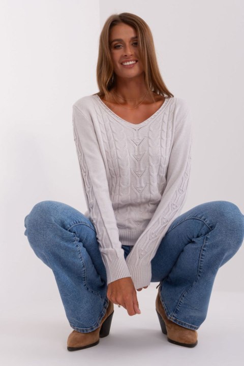 Sweter Damski Model AT-SW-2329.98P Light Grey - AT Sweter Damski Model AT-SW-2329.98P Light Grey - AT