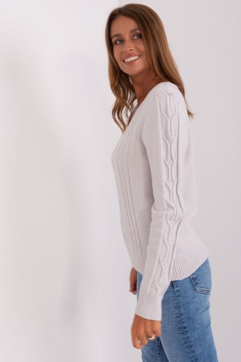 Sweter Damski Model AT-SW-2329.98P Light Grey - AT Sweter Damski Model AT-SW-2329.98P Light Grey - AT