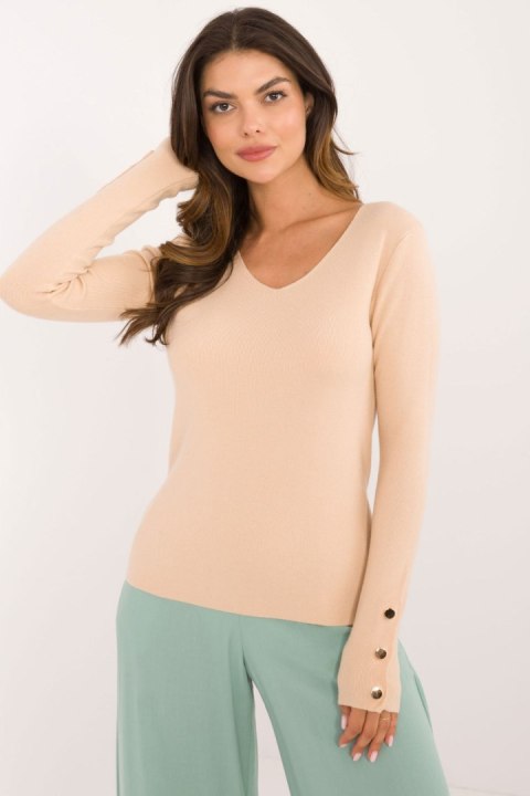 Sweter Damski Model AT-SW-2334.91 Beige - AT Sweter Damski Model AT-SW-2334.91 Beige - AT