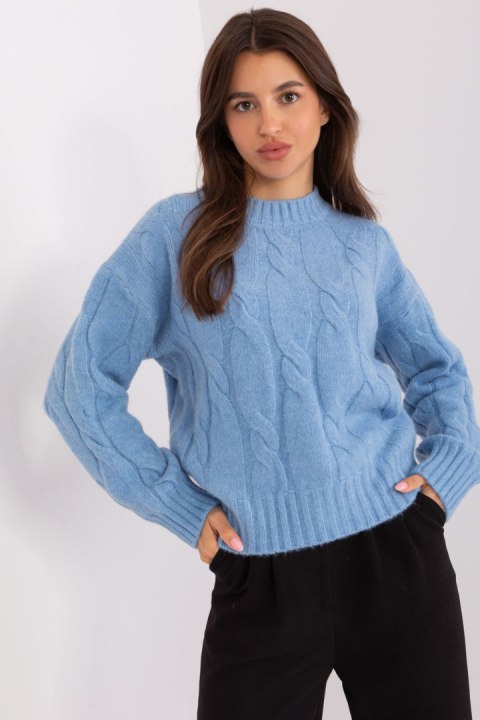 Sweter Damski Model AT-SW-0146.10P Light Blue - AT Sweter Damski Model AT-SW-0146.10P Light Blue - AT