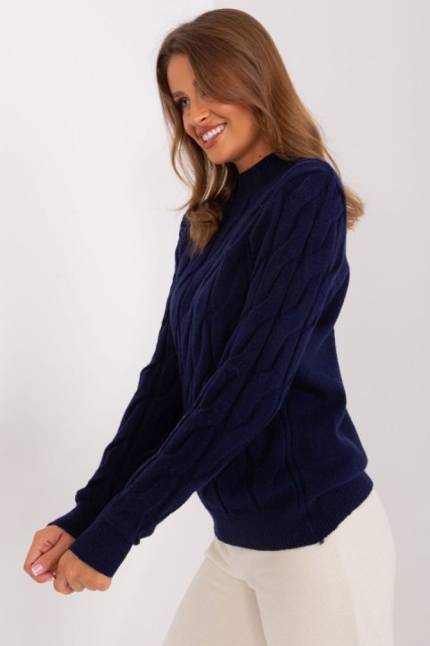 Sweter Damski Model AT-SW-2235.00P Navy - AT Sweter Damski Model AT-SW-2235.00P Navy - AT