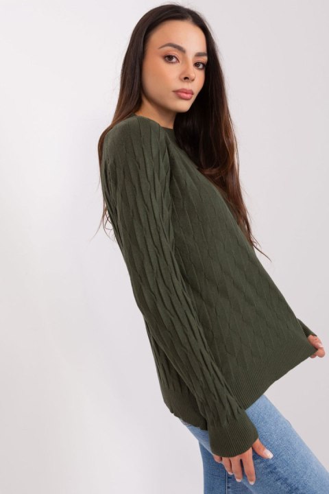 Sweter Damski Model AT-SW-2326.37X Khaki - AT Sweter Damski Model AT-SW-2326.37X Khaki - AT
