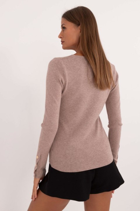Sweter Damski Model AT-SW-2334.91 Dark Beige - AT Sweter Damski Model AT-SW-2334.91 Dark Beige - AT