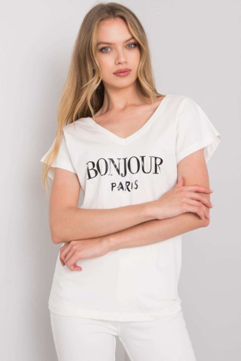 T-shirt Damski Model FA-TS-7142.37P Ecru - Fancy T-shirt Damski Model FA-TS-7142.37P Ecru - Fancy