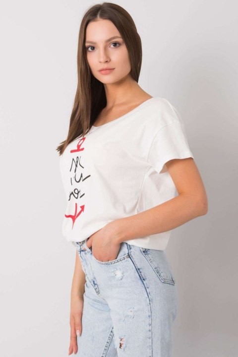 T-shirt Damski Model FA-TS-7196.74P Ecru - Fancy T-shirt Damski Model FA-TS-7196.74P Ecru - Fancy