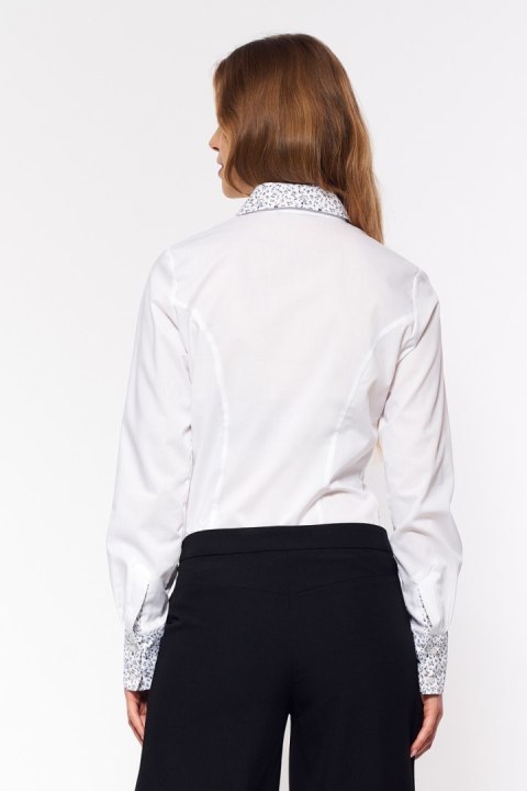 Koszula z wzorzystymi wstawkami K66 White - Nife Koszula z wzorzystymi wstawkami K66 White - Nife