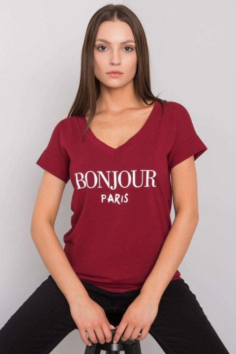 T-shirt Damski Model FA-TS-7161.32P Bordo - Fancy T-shirt Damski Model FA-TS-7161.32P Bordo - Fancy