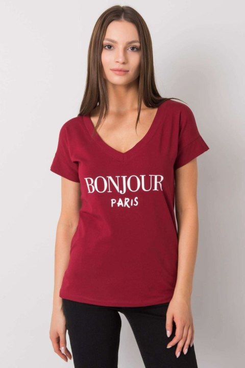 T-shirt Damski Model FA-TS-7161.32P Bordo - Fancy T-shirt Damski Model FA-TS-7161.32P Bordo - Fancy