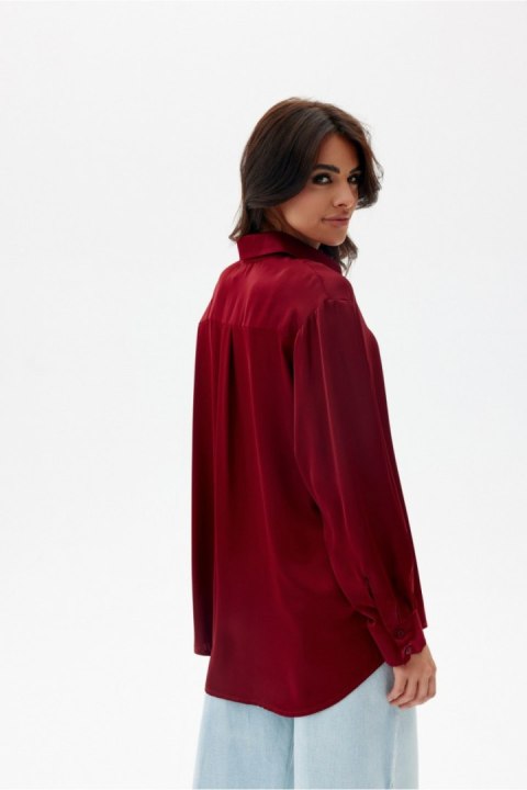 Koszula Damska Model Tessa BOR BLU0185 Bordo - Roco Fashion Koszula Damska Model Tessa BOR BLU0185 Bordo - Roco Fashion