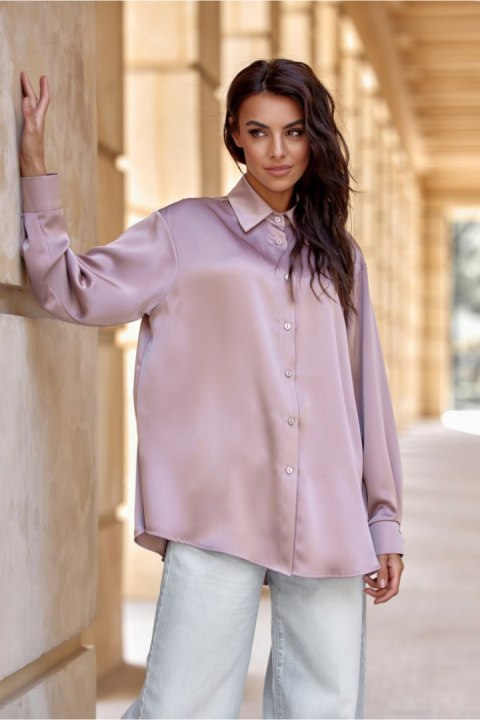 Koszula Damska Model Tessa CAP BLU0185 Cappuccino - Roco Fashion Koszula Damska Model Tessa CAP BLU0185 Cappuccino - Roco Fashion