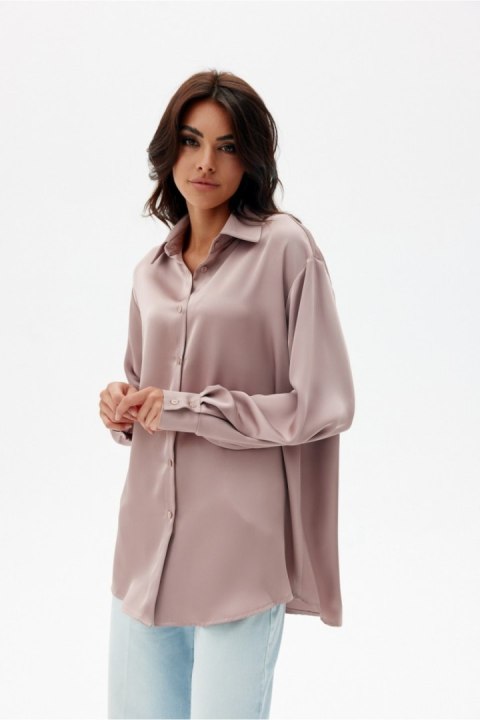 Koszula Damska Model Tessa CAP BLU0185 Cappuccino - Roco Fashion Koszula Damska Model Tessa CAP BLU0185 Cappuccino - Roco Fashion
