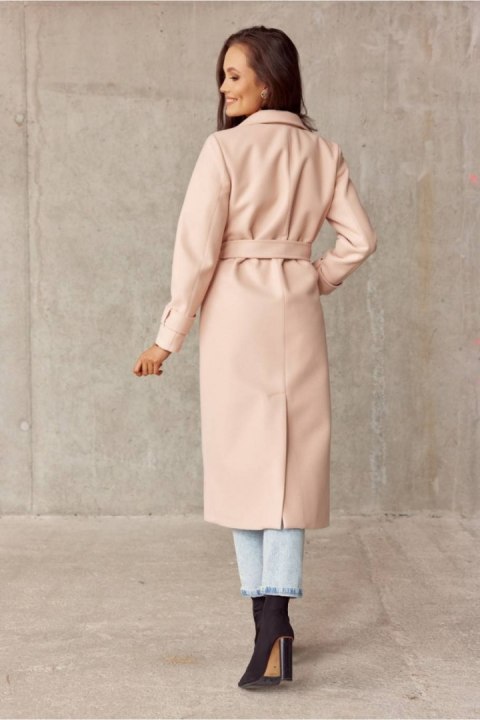 Płaszcz Damski Model BEZ PLA0017 Beige - Roco Fashion Płaszcz Damski Model BEZ PLA0017 Beige - Roco Fashion