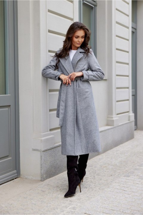 Płaszcz Damski Model Sovan SZA PLA0035 Grey - Roco Fashion Płaszcz Damski Model Sovan SZA PLA0035 Grey - Roco Fashion