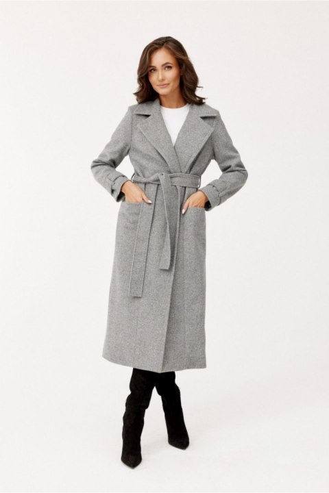 Płaszcz Damski Model Sovan SZA PLA0035 Grey - Roco Fashion Płaszcz Damski Model Sovan SZA PLA0035 Grey - Roco Fashion