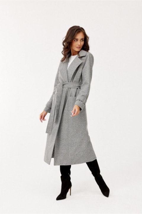 Płaszcz Damski Model Sovan SZA PLA0035 Grey - Roco Fashion Płaszcz Damski Model Sovan SZA PLA0035 Grey - Roco Fashion