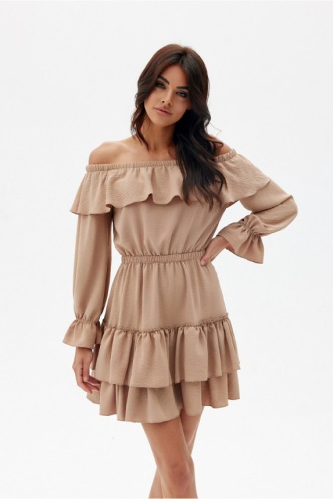 Sukienka Model Morella BEZ SUK0491 Beige - Roco Fashion Sukienka Model Morella BEZ SUK0491 Beige - Roco Fashion