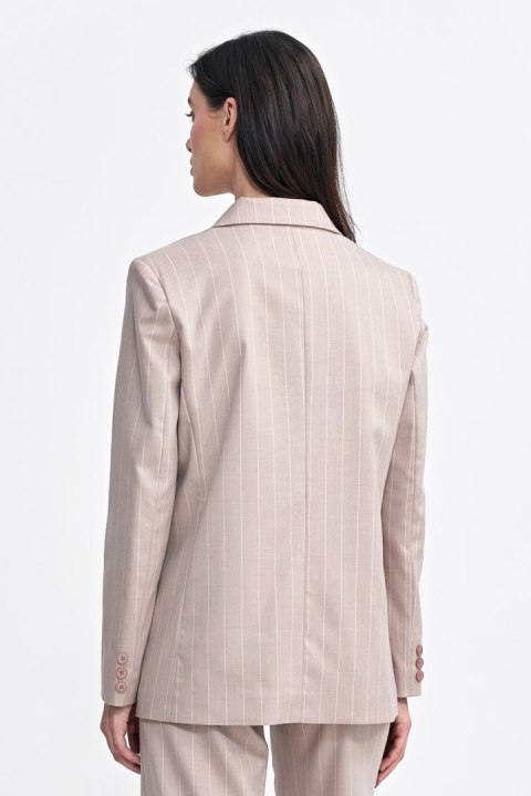 Marynarka oversize dwurzędowa prążek Z71 Beige - Nife Marynarka oversize dwurzędowa prążek Z71 Beige - Nife