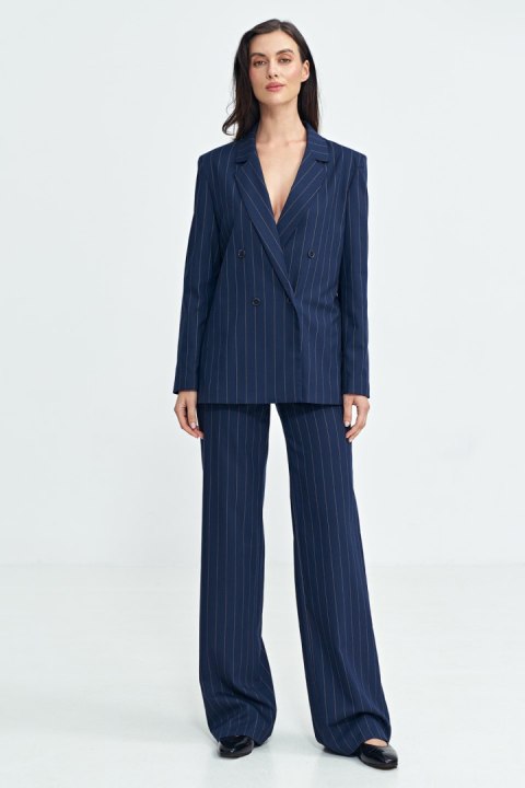 Marynarka oversize dwurzędowa prążek Z71 Navy - Nife Marynarka oversize dwurzędowa prążek Z71 Navy - Nife