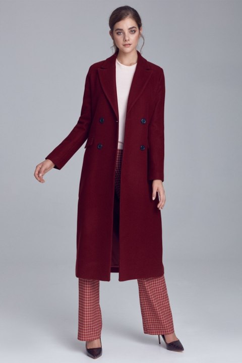 Płaszcz dwurzędowy PL06 Bordo - Nife Płaszcz dwurzędowy PL06 Bordo - Nife
