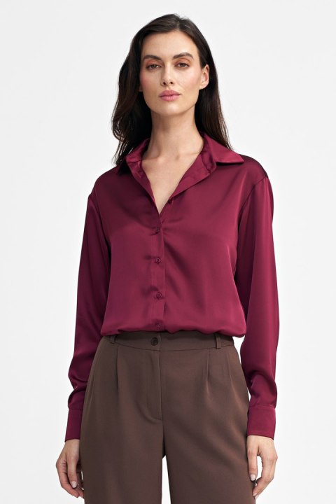Satynowa koszula body K80 Bordo - Nife Satynowa koszula body K80 Bordo - Nife
