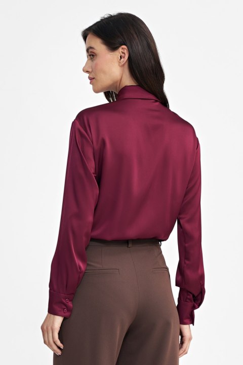 Satynowa koszula body K80 Bordo - Nife Satynowa koszula body K80 Bordo - Nife