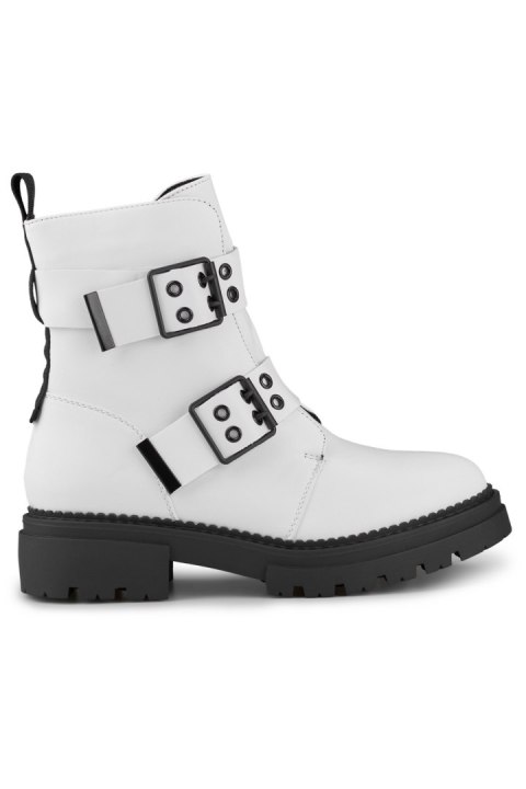 Botki Workery Model Axelle 250007W-PU White Lakier - PRIMO Botki Workery Model Axelle 250007W-PU White Lakier - PRIMO