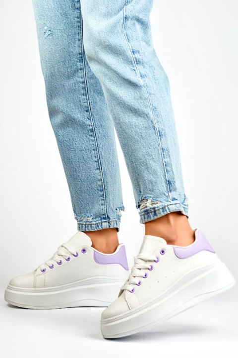 Buty Sportowe Model LL23171PU White/Violet - PRIMO Buty Sportowe Model LL23171PU White/Violet - PRIMO