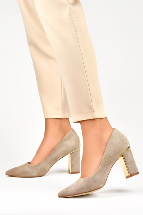 Czółenka Model GD-DO112A-BE Beige/Grey - PRIMO Czółenka Model GD-DO112A-BE Beige/Grey - PRIMO
