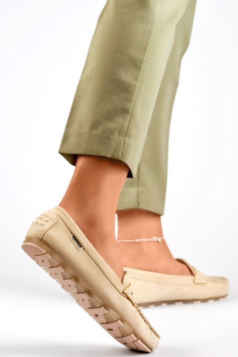 Mokasyny Model RQ032BE Beige - PRIMO Mokasyny Model RQ032BE Beige - PRIMO